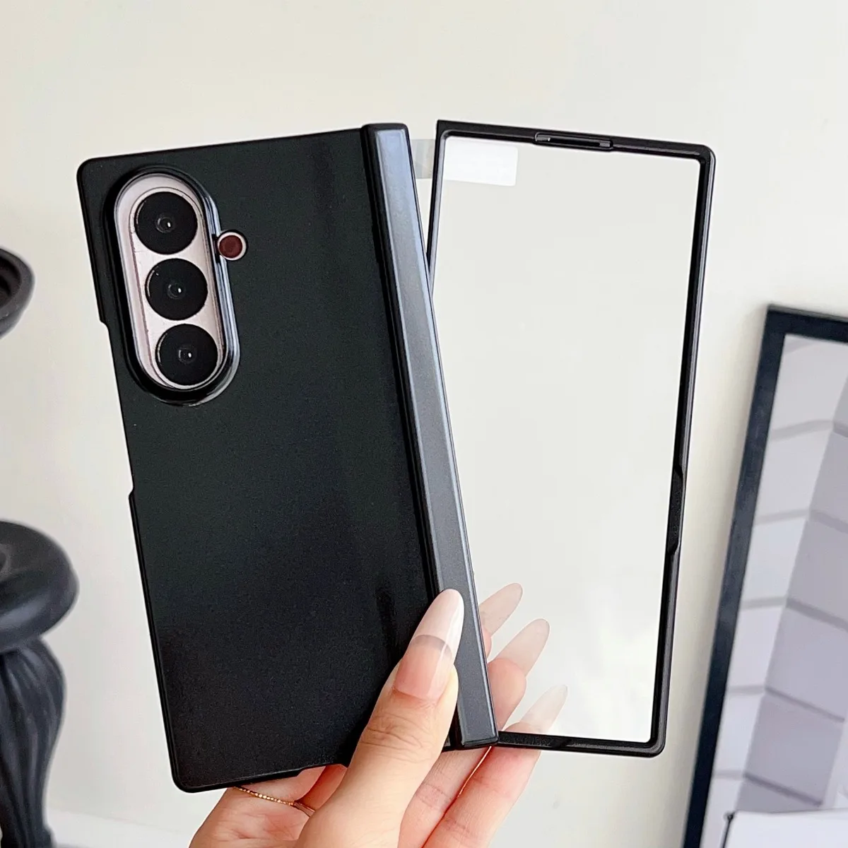 Matte Hinge Protective Phone Case with Screen Tempered Film and Back Cover