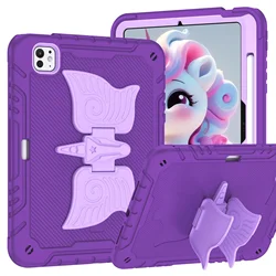 Whimsical Unicorn Tablet Case with Kickstand - Durable Hard Cover - Air 2024 2025 11inch (Dark Purple)