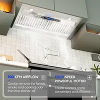 900CFM Range Hood Insert, Ducted/Ductless Convertible Built-in Range Hood with Remote/4-Speed Touch Control LCD Display 2