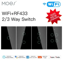 Smart WiFi Glass Wall Light Switch with Remote Control and Voice Assistant Compatibility - Black (1 Gang)