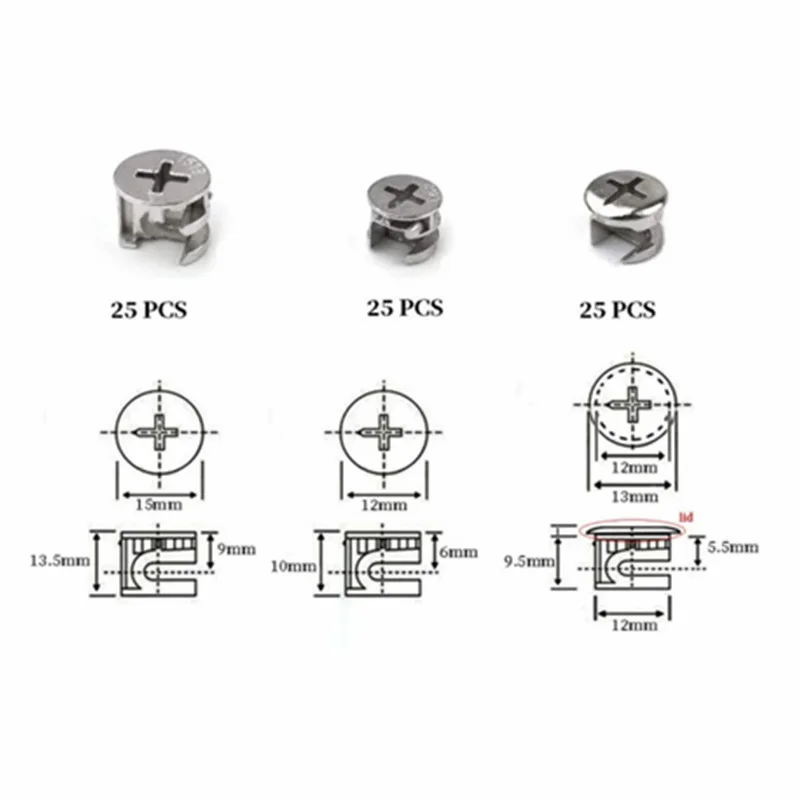 Kit de combinaison de roue excentrique, connecteur de meubles, 3 en 1, 75 pièces