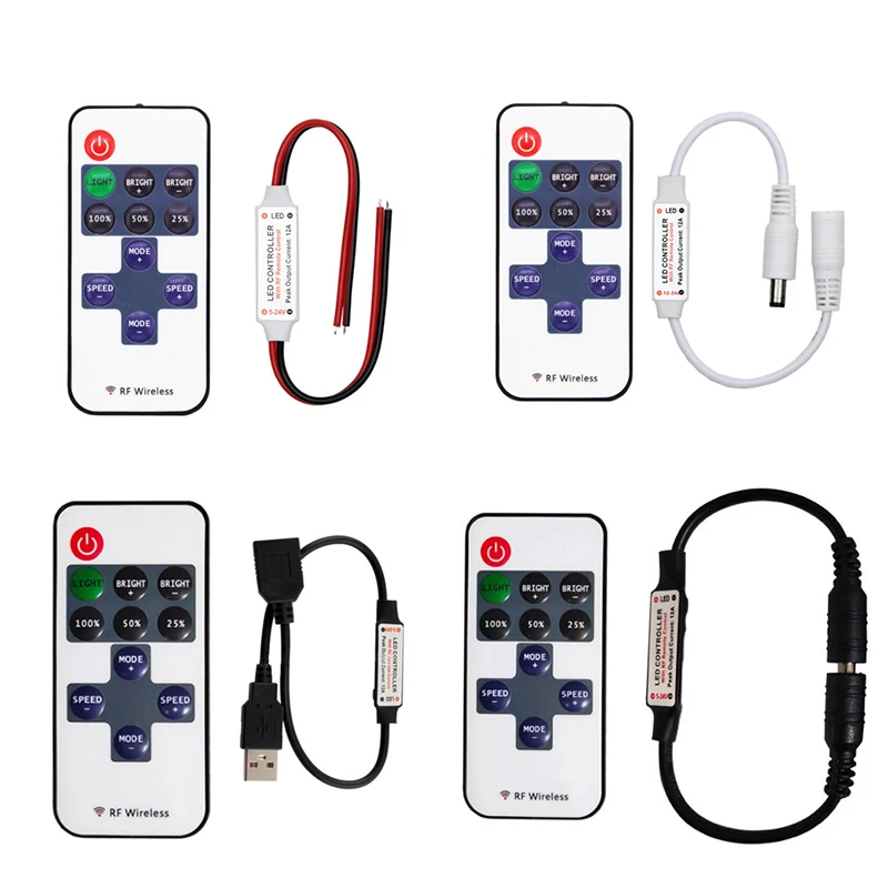 11-key Monochrome Mini RF Controller 5-24V Radio Frequency LED Dimmer Lamp Strip Controller With DC And USB Connector led strip controller led dimmer controller