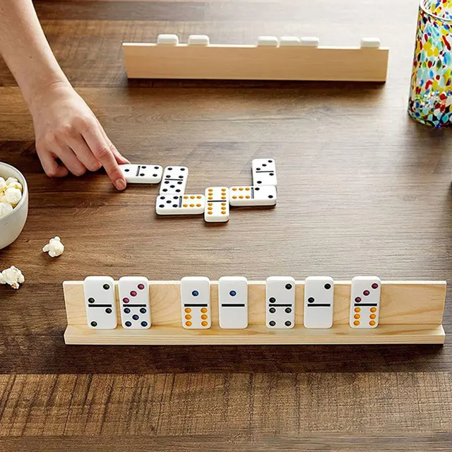 4Pcs 19Cm Wooden Diy Alphabet Base Domino Holders Multi Function Display Stands Desktop Toy Accessories Kids Game Trays Rack 4