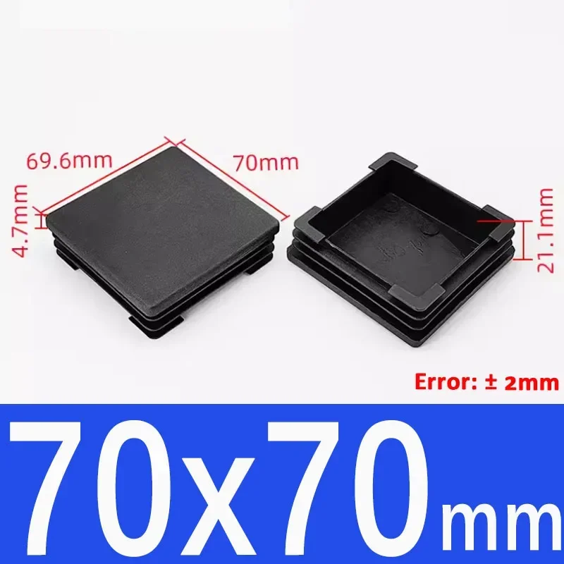 Black Square Plastic End Caps for Table or Chair Feet Protection