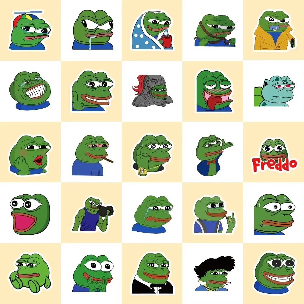 50Pcs 슬픈 개구리 PEPE 재미 있은 낙서 스티커 전화 스케이트 보드 헬멧 자동차 선물 자전거 노트북 자동차 DIY 스티커 어린이