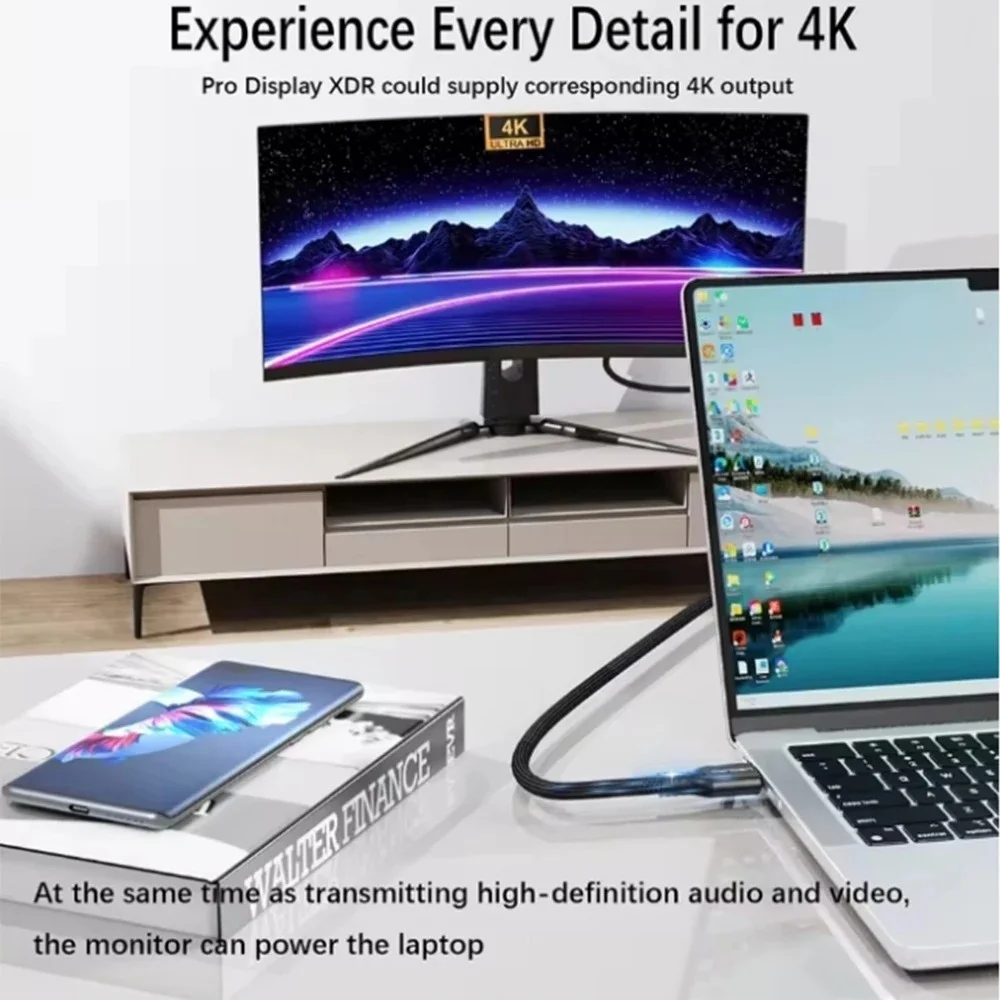 USB 3.2 20Gbps 타입 C to 타입 C 케이블 240W 5A 고속 충전 4K@60Hz 오디오 비디오 동기화 케이블 (노트북, 스팀덱, ROG Ally 기기용)