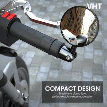 2pcs Motorcycle Rear View Mirrors Round 7/8″ Handle Bar End Foldable Motorbike Side For Cafe Racer New Universal