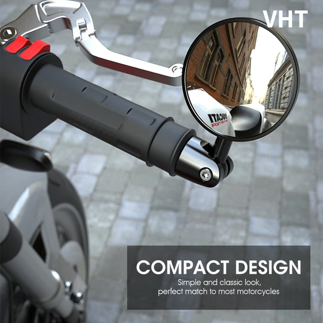 2pcs Motorcycle Rear View Mirrors Round 7/8" Handle Bar End Foldable Motorbike Side For Cafe Racer New Universal