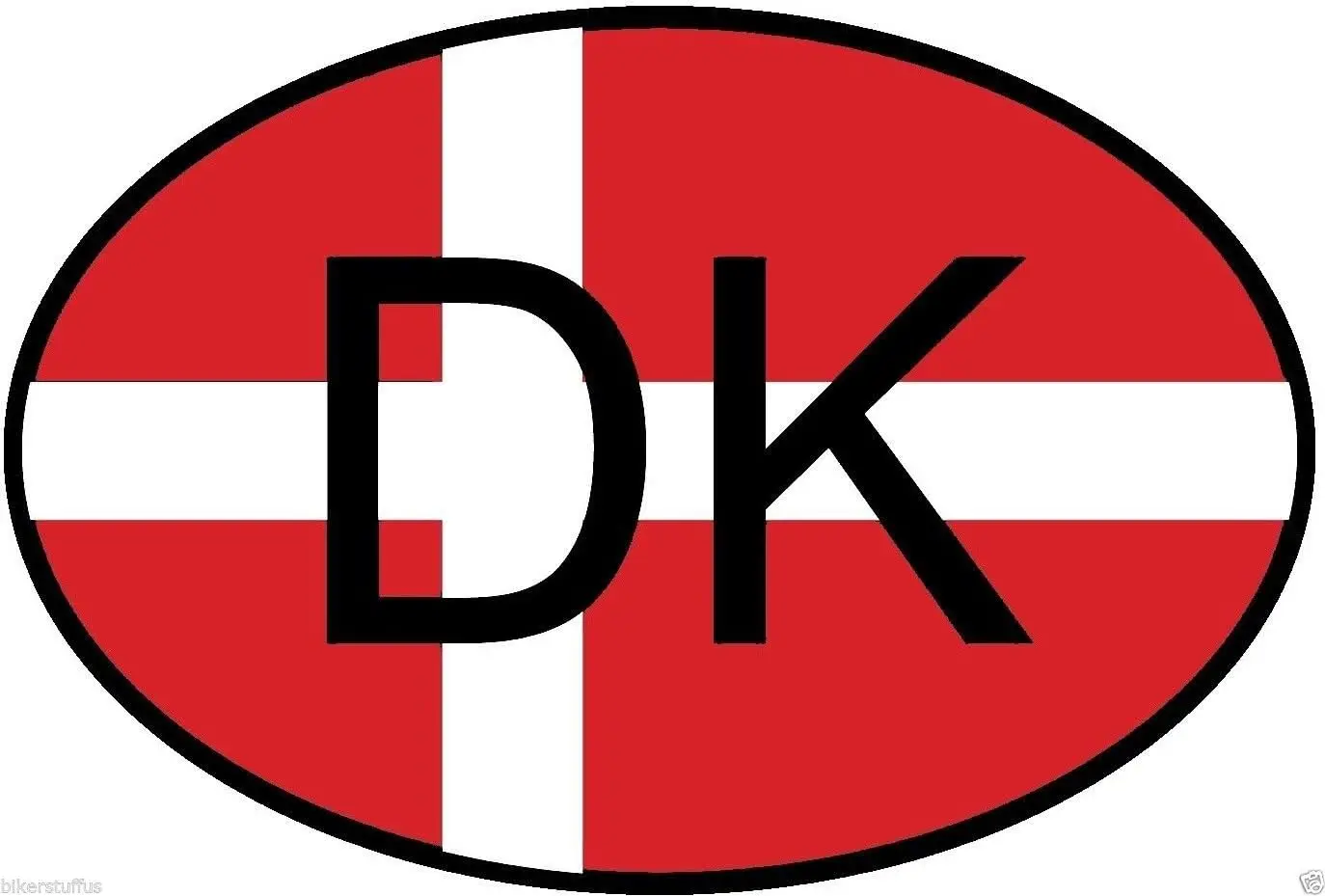 

Classic Design DK Denmark Country Code Oval with Flag Sticker Bumper Sticker Laptop Waterproof Reflective Sunscreen Sticker
