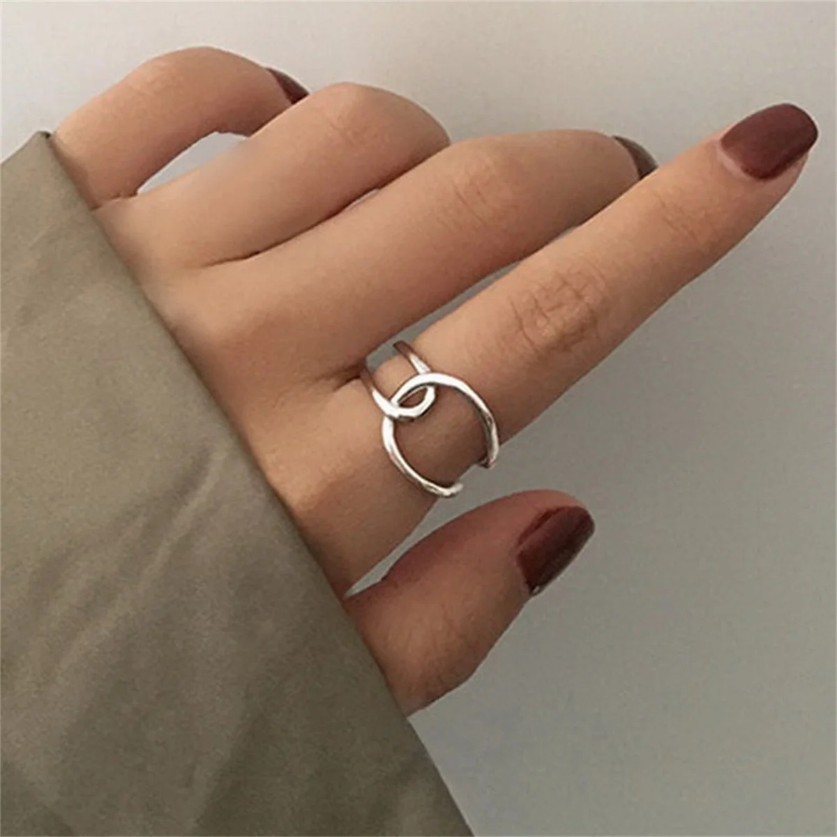 Simple Silver Color Irregular Finger Rings For Women Girls Geometric Multilayer Line Open Rings Exaggerated Bijoux Jewelry Gifts silver ring