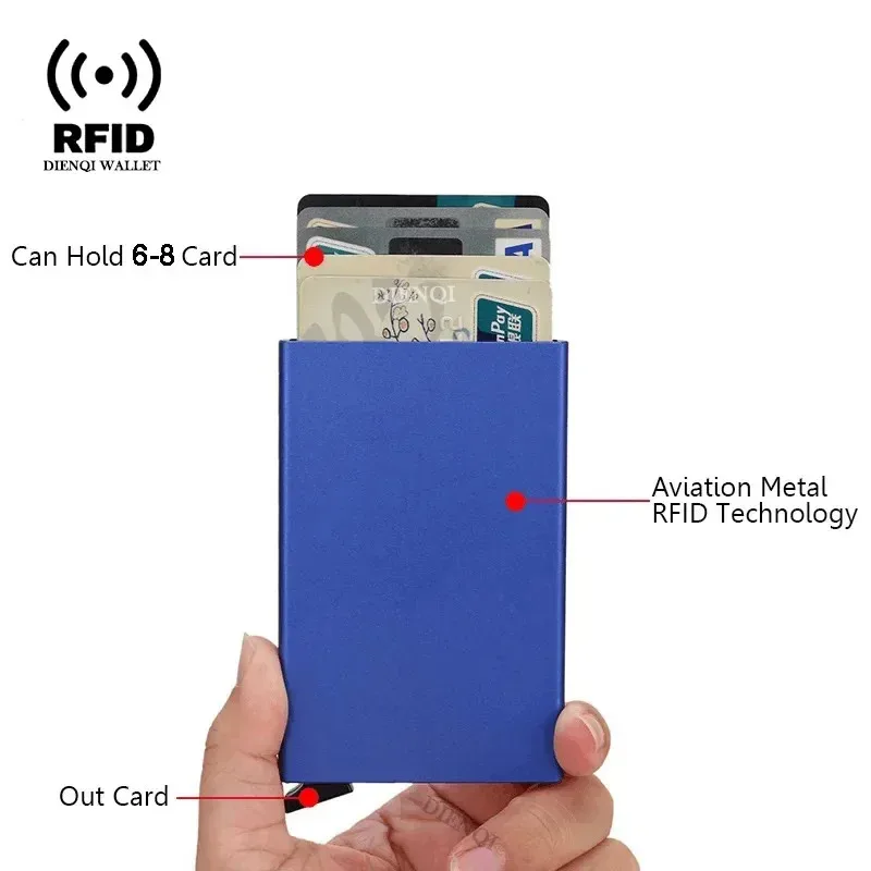 Wallet Card Holder Rfid ultra-thin smart wallet for men and women pop-up credit card holder metal minimalist mini wallet