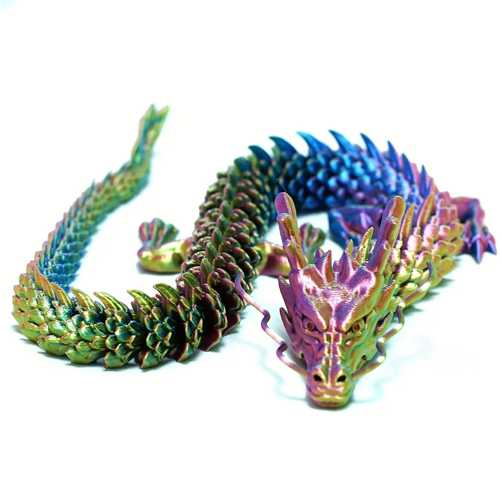 

12inch 3D Print All-in-one Shape Chinese Dragon, Full-Body Joints Can Be Freely Activated, Fish Tank Home Decoration Desktop