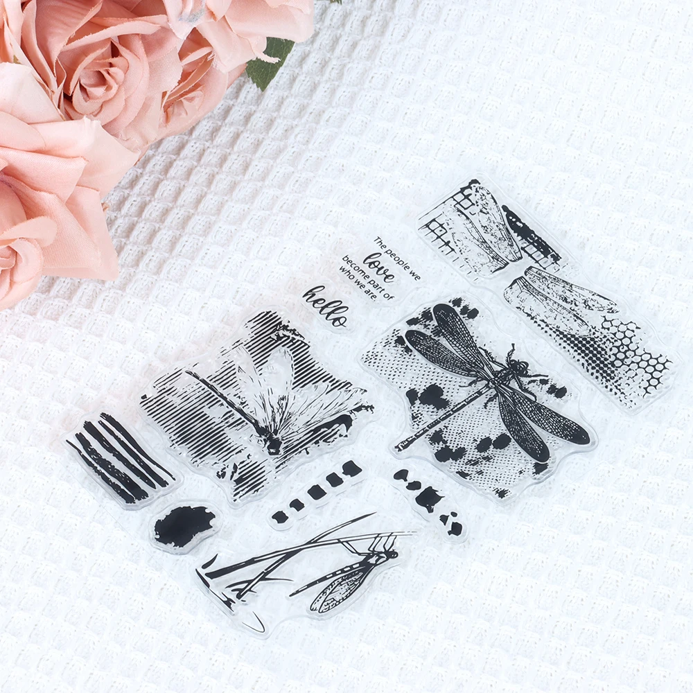Retro Animal Silicone Clear Stamps Diy Journal Planner Scrapbooking Craft Supplies Watercolor Dragonfly Transparent Rubber Stamp