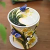 Hand Drawn Butterfly Orchid Ceramic Fruit Tray, Kitchen Storage Box, Sugar Jar, Living Room Dining Table Decoration Accessories 4