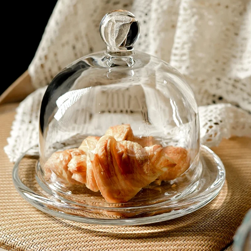 Tall Feet Cake Stand with Glass Cover-Ideal for Cake, Bread & Dessert-Decorative Display Stand for Fruit & Snack Tray