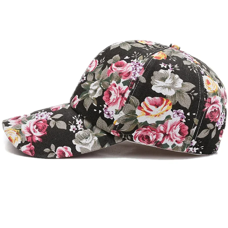 Fashion Women's Summer Cap Floral Print Trucker Hat Outdoor Streetwear Cap Female Baseball With Flowers And Plants Design