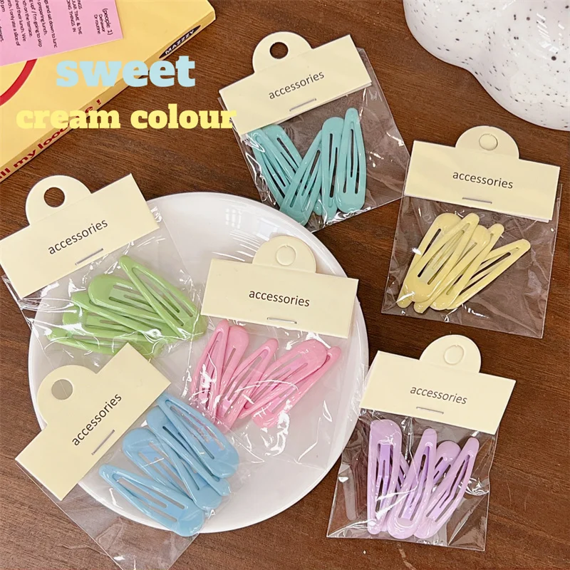 

4/5Pcs Candy Color Hair Clip Sweet Cute Side Clip Simple Personality Kids Barrettes BB Hairpin for Women Girls Hair Accessories