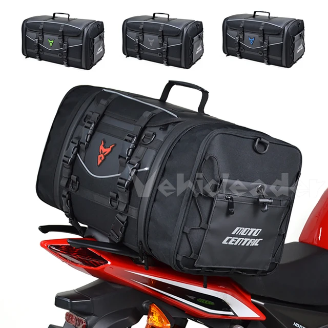  Bolsa trasera de motocicleta, impermeable, bolsa de silla de  motocicleta, mochila de motocicleta, impermeable, multifuncional, bolsa de  equipaje expandible, mochila de piel sintética para ajuste universal :  Automotriz