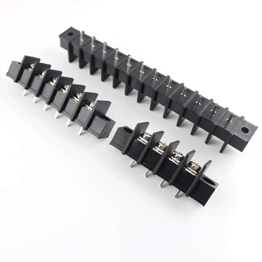 20pcs 9.5mm Pitch 4P 6P 12P 4/6/12 Pin PCS Barrier Terminal Block Cable Connector With Screw Hole Black 300V 25A 22-12AWG