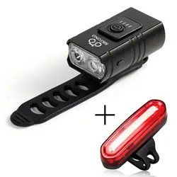 USB Rechargeable LED Bike Light Set with Front Headlamp and Rear Taillight (T6 Red tail light)