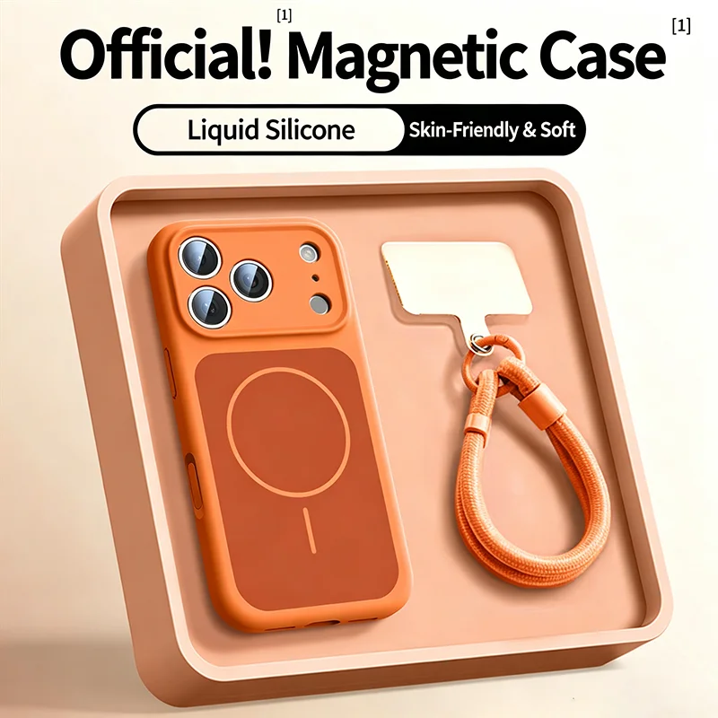 Lanyard Phone Case with Liquid Silicone Magnetic Cover and Magsafe Compatibility