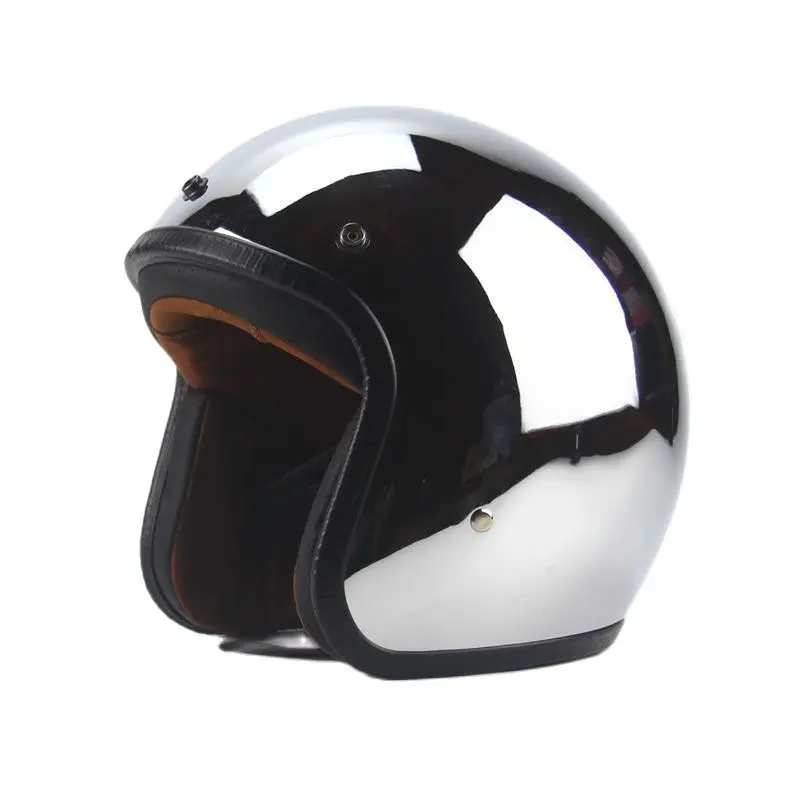 Open-face Helmets Mirror Silver Chrome Vespa Open Face Motorcycle Motorbike Helmet Retro Moto Helmets Dot,helmet Bubble M