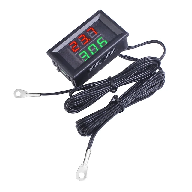 DC 4V-28V Mini Dual Display LED Digital Temperature Controller Temperature Sensor Thermometer Tester Control + NTC Metal Probe 5