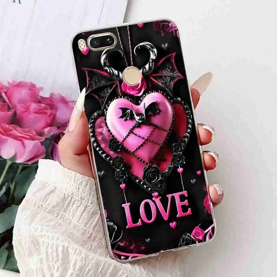 Love Pop Print TPU Soft Silicone Phone Case with Floral Design