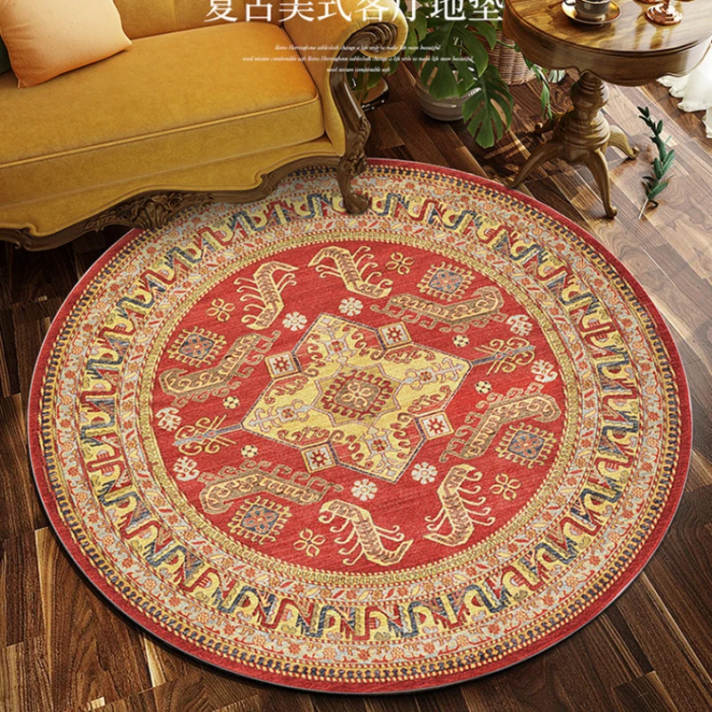 Round Vintage Carpet Living Room Decoration Rugs Persian Luxury Bedroom Decor Carpets Washable Lounge Rug Non-slip Floor Mat non slip carpet