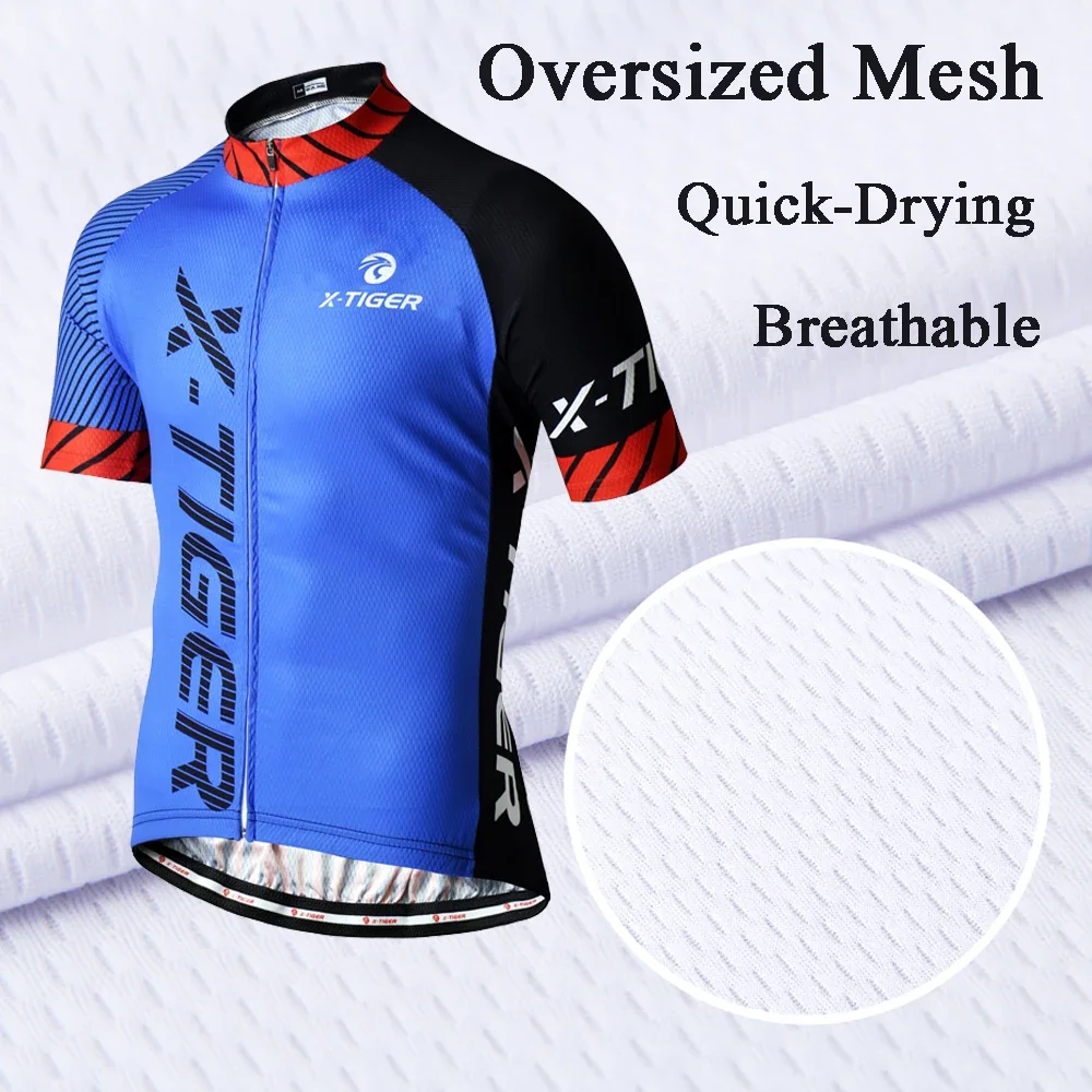 Cycling Jersey X-TIGER Men Mountain Bike Quick-Dry Racing MTB Bicycle SPF 40+ Breathable