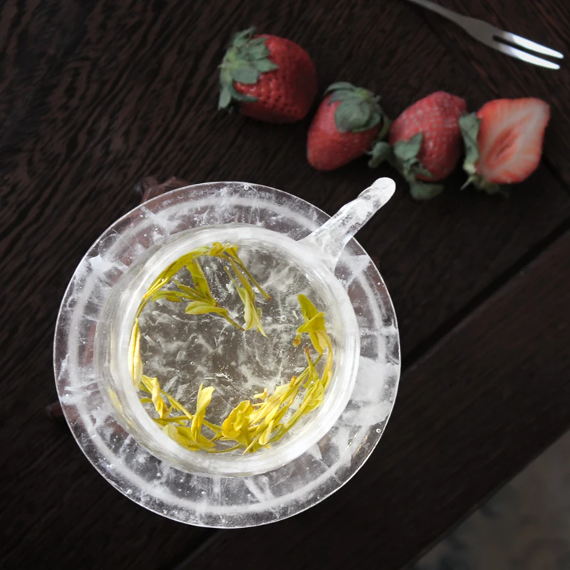 수제 컬러 유약 찻잔 접시 크리스탈 클리어 냉동 녹차 차가운 음료 컵 주스 교반기 행사 맥주 커피 머그잔