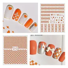

1 Sheet Checkerboard Grid Nail Art 3D Stickers Nail Decals For Nails Houndstooth Manicure Japanese Design DIY Accessories