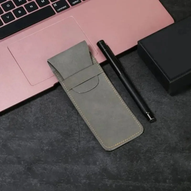New Portable Retro Frosted PU Leather Flip Pen Case, High-end Pen Protection, Large Capacity, Double Hole, Easy To  Use