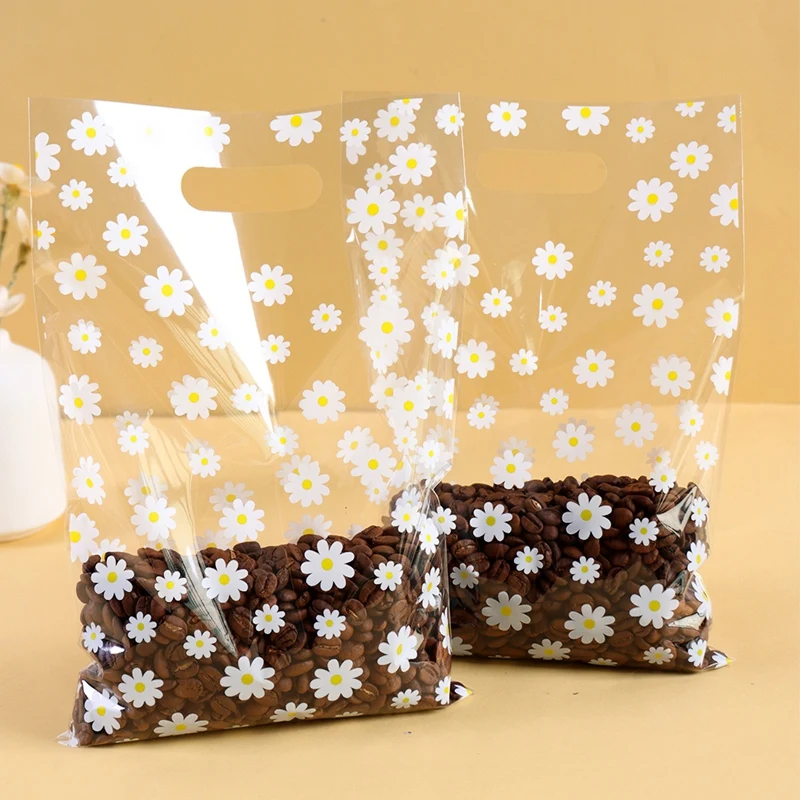 25/50/100 Stück Gänseblümchen-Süßigkeitstüten, transparente Blumen-Keks-Verpackungsbeutel für Hochzeit, Geburtstag, Party, DIY, Geschenke, Verpackungszubehör