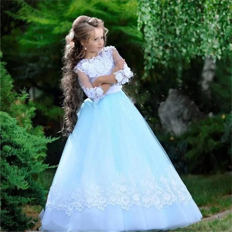 

New Flower Girls Dresses For Wedding Little Girl Toddlers Vintage Lace Child Princess Communion Pageant Gown