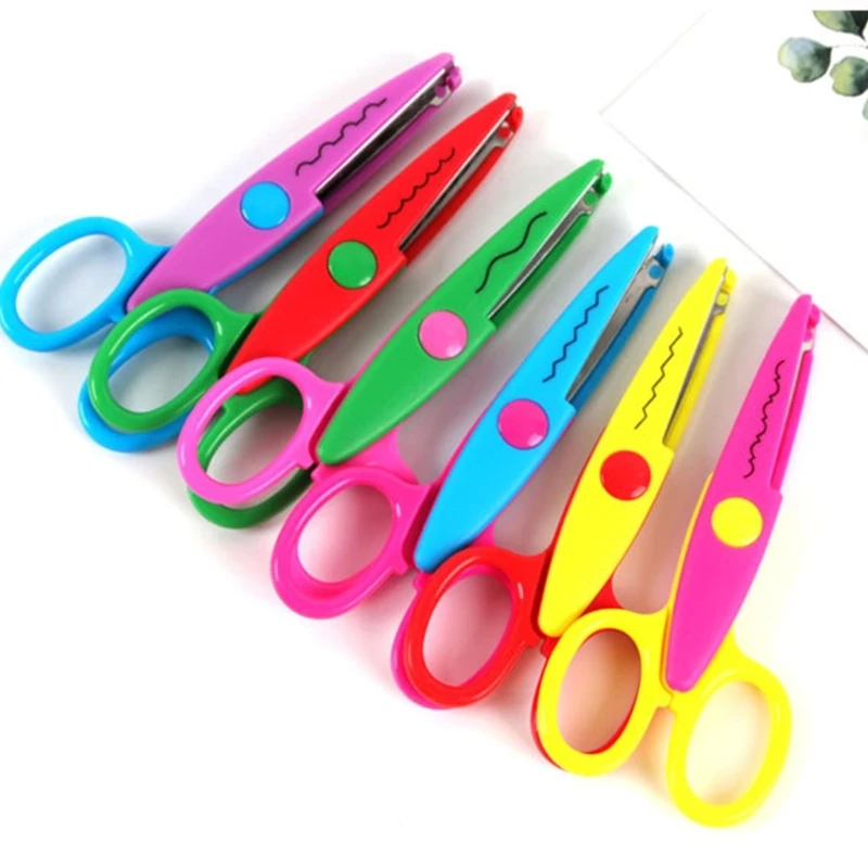 6Pcs 어린이 공예 가위 인체 공학적 그립 공예 가위 어린이 안전 가위