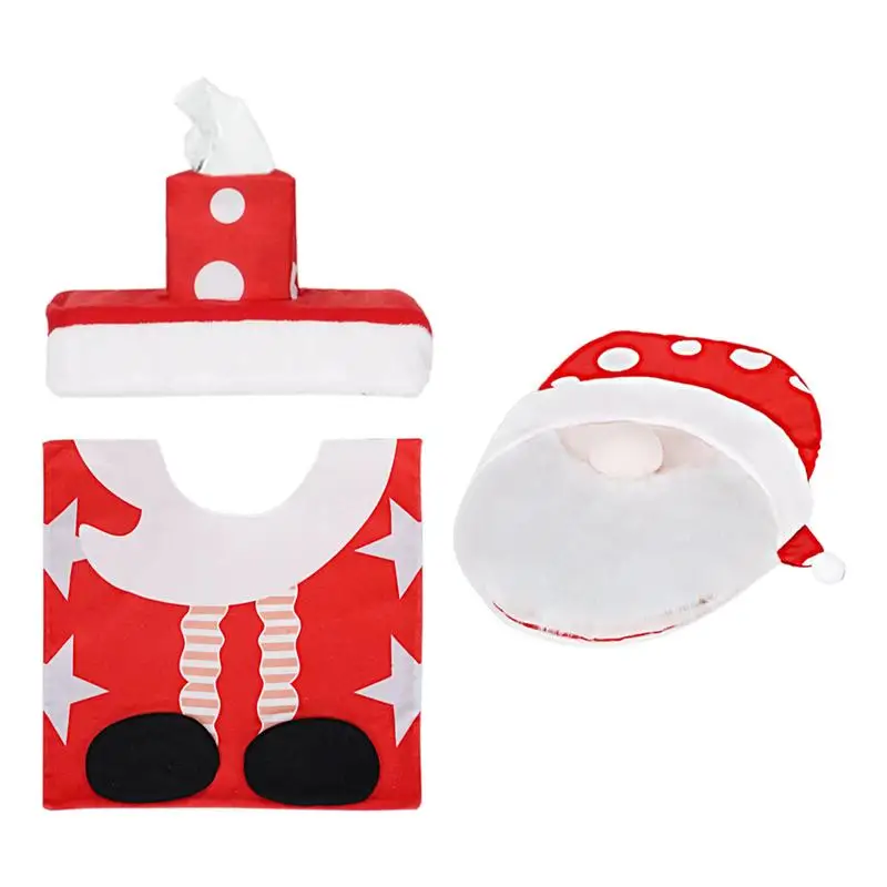 

Накидка на сиденье унитаза и коврик в комплекте, Рождественская декоративная накидка на крышку унитаза, рождественские принадлежности для домашнего и гостиничного развлечения