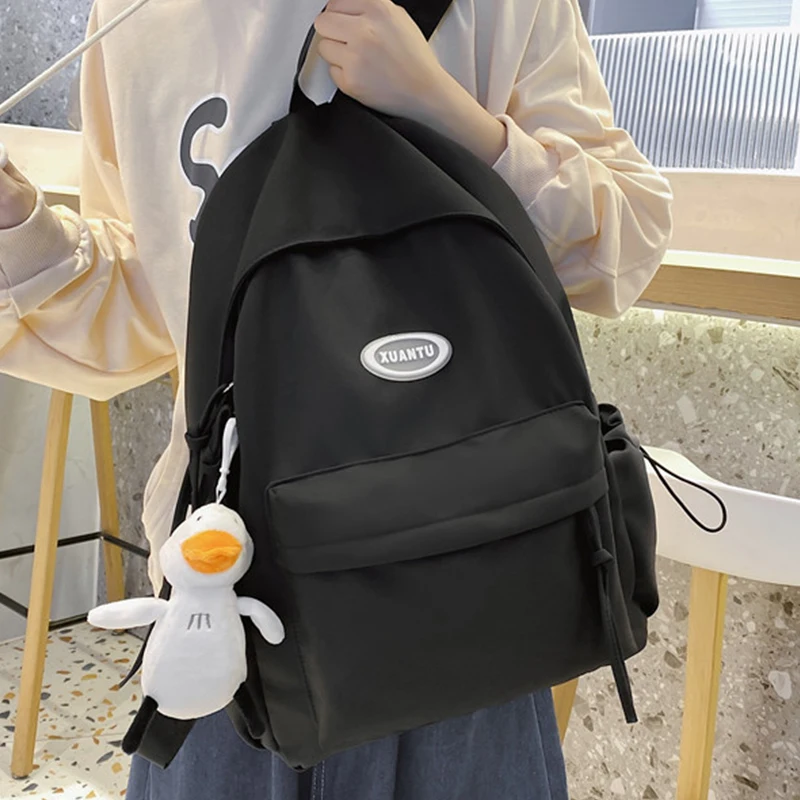 

New Fashion Solid Color Women Schoolbag Harajuku Teenage Girl Travel Shoulder Bag College School Backpack Simple Cute Backpacks