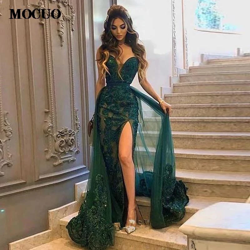 formal dresses & gowns Green Mermaid Evening Dresses Sweetheart Appliques Detachable Train Dubai Special Occasion Formal Girl Prom robes de soirée pink ball gown