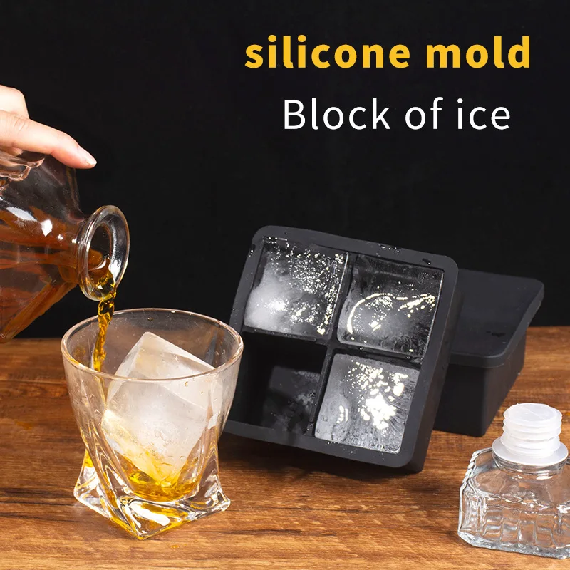 

Обновленная версия, 4 отверстия, квадратная зеркальная форма, «сделай сам», кубик воды для виски, форма для льда, кухонные инструменты для пищевых продуктов