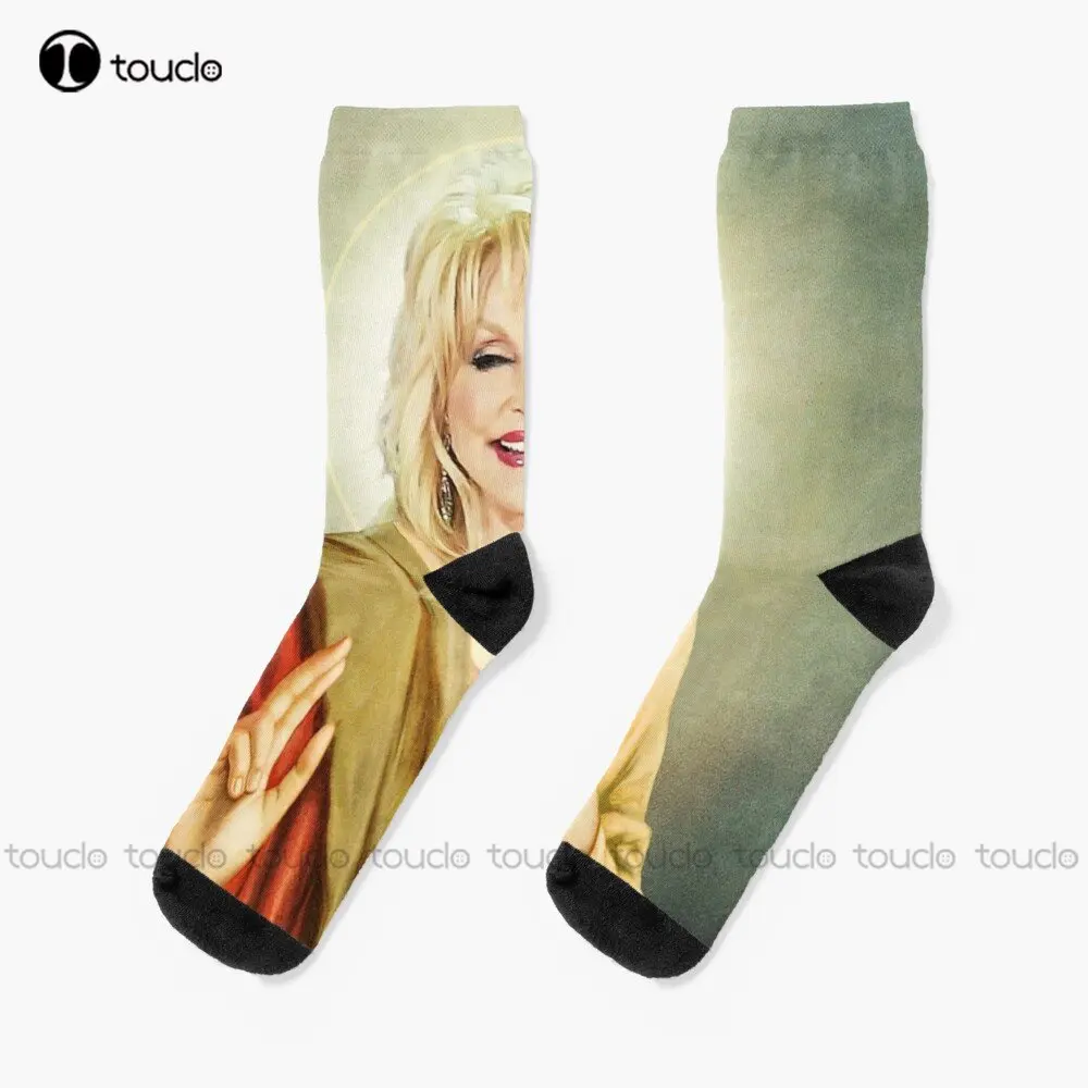 

Dolly Parton Saint Light Socks Hiking Socks High Quality Cute Elegant Lovely Kawaii Cartoon Sweet Cotton Sock Custom Gift Art