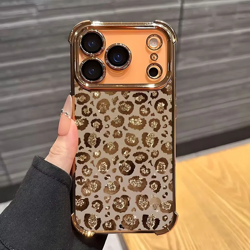 Gold Leopard Spot Pattern Gold iPhone 17 16 15 14 13 12 11 Pro Max Anti-drop
