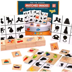 Montessori Shape Matching Board Game Wooden Find Shadow Matched Images Animal Fruit Blocks Puzzles Educational Toys For Children