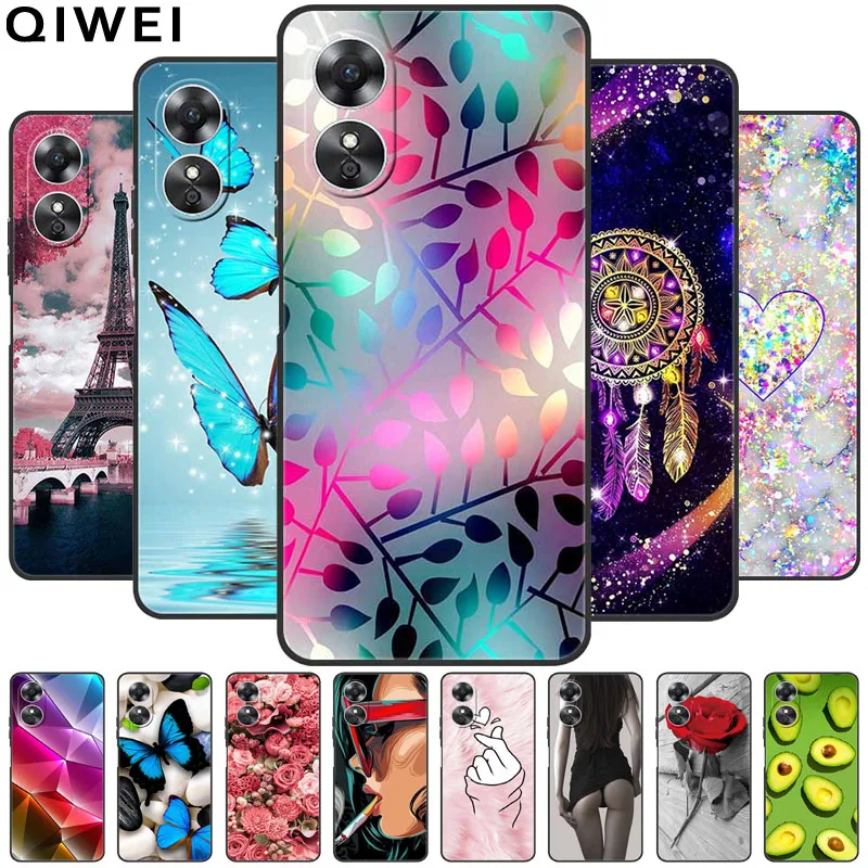 Custodia Per Telefono Per Oppo A17 4G Cover Silicone Tpu Soft Fundas Capas Protettivo Per Oppo A17 2022 Luxury Fashion Printing Shell A 17