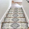5/10pcs Stair Mat Scandinavian Printed Stair Step Tread Mats Household Dirty Resistant Silent Anti-slip Carpet Bohemian Style 5