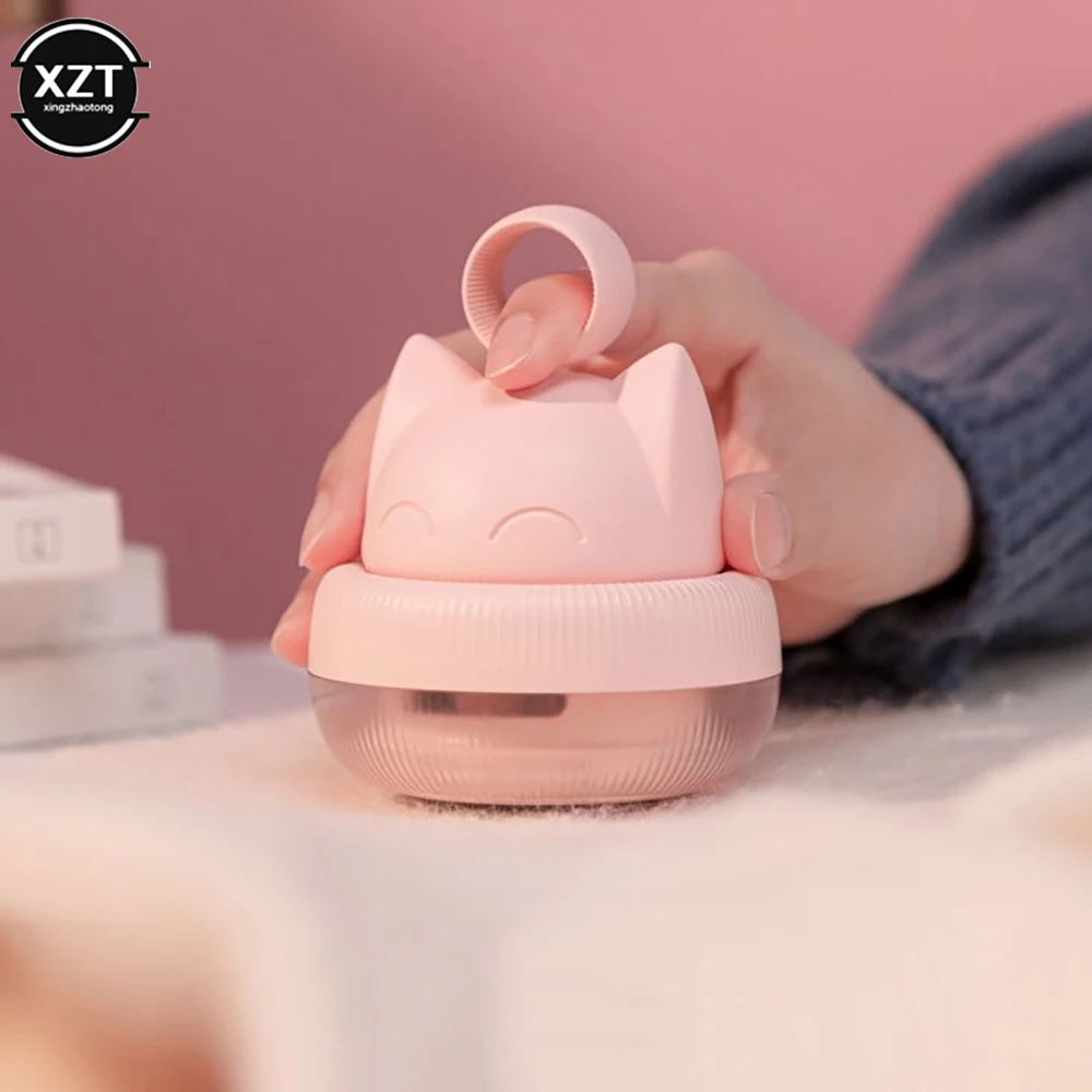 Mini Cute Cat Shape Electric Ball Trimmer USB Charging Household Clothing Portable Scraping and Absorbing Hair Ball Artifact mini portable fan electric with powerbank hanging neck usb charging leaf free cool little small cute lovely rechargeable