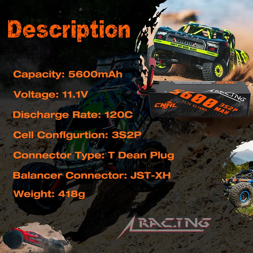 CNHL 3S 4S Lipo Battery 5600mAh 6600mAh 8000mAh 11.1V 14.8V 120C Hard Case With T EC5 Plug For RC Car Boat Truck Vehicle Truggy 2