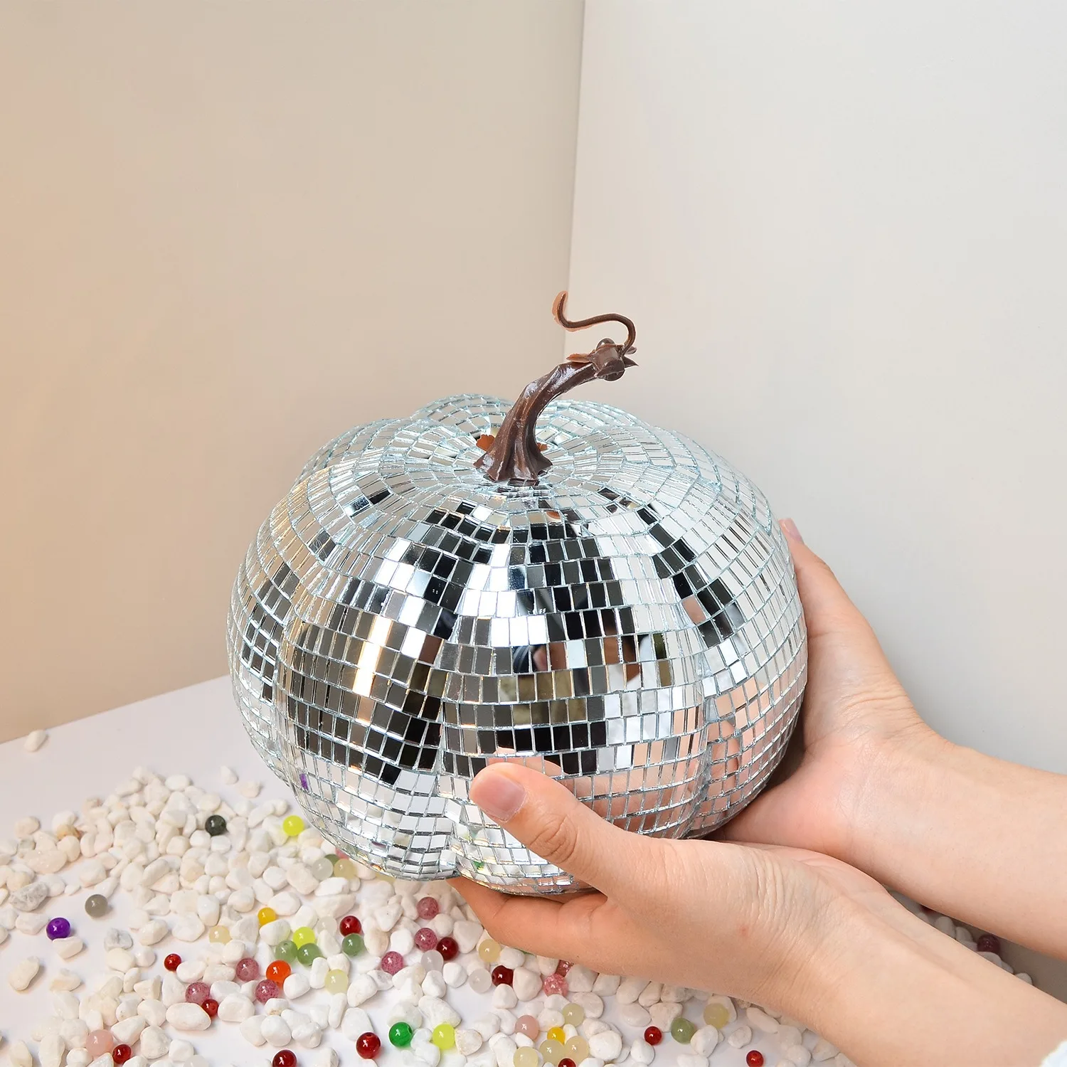 Pumpkin Disco Ball Halloween Party Home Decor Photography Props Ornaments Mirror Glass Pumpkins - Image 2