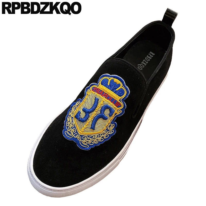 Mocasines informales de piel auténtica para hombre, zapatos masculinos de diseñador con bordado corona, de ante, sin cordones, estilo británico, 2021 - AliExpress