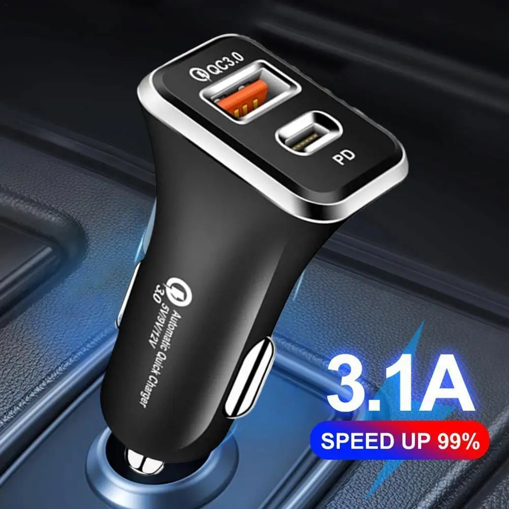 

Mini Stealth Car Adapter 48W Dual USB Quick Charge Type C PD Charger Adapter PD+QC/PD+PD Car Charger For iPhone 12
